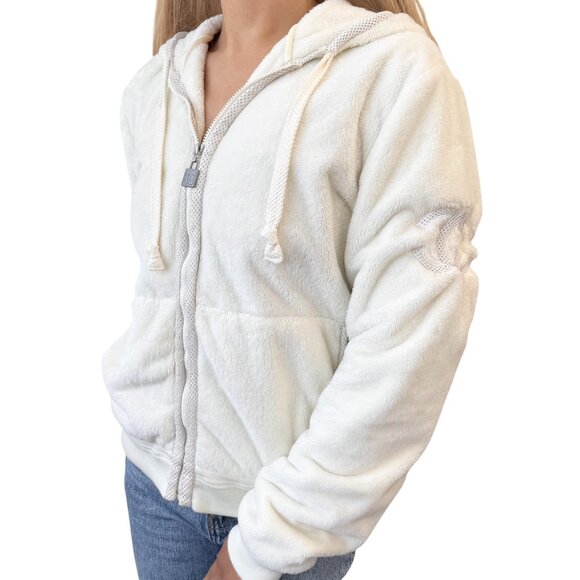 CHANEL Sport Vintage 09C CC Mark Logo Zip Hoddie Jacket #38 White [106376] - Picture 1 of 14